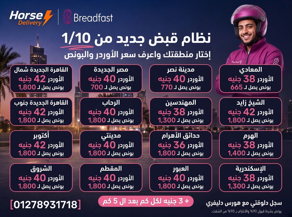 مطلوب 10افؤاد عمال دليفري